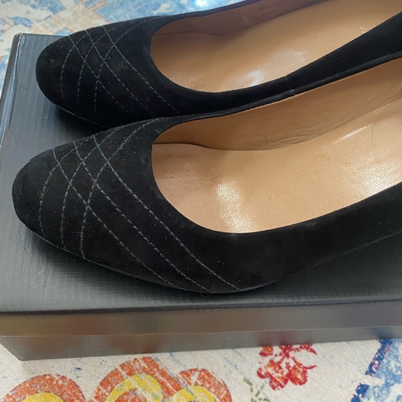 Talbots 8 1/2 B Suede Black Mid Heel Pumps Shoes w/Box - Picture 9 of 9